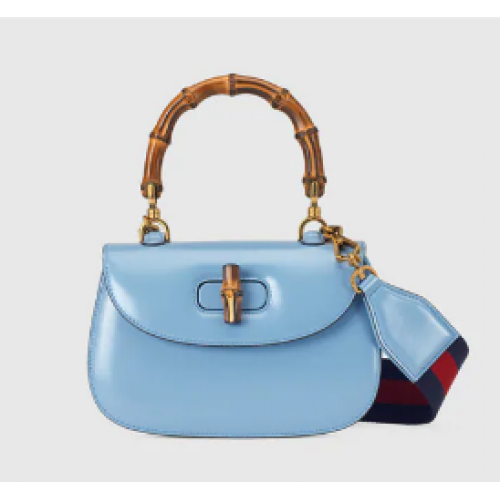 Gucci Small top handle bag with Bamboo 675797 blue
