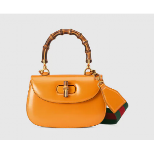 Gucci Small top handle bag with Bamboo 675797 yellow