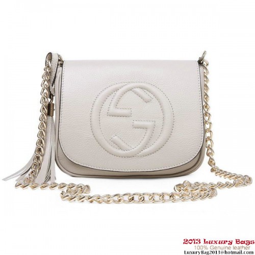 Gucci Soho 323190 Light Gray Leather Chain Shoulder Bag