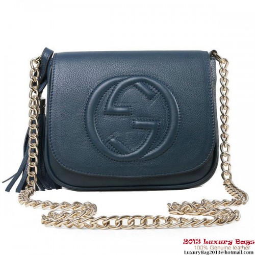 Gucci Soho 323190 RoyalBlue Leather Chain Shoulder Bag