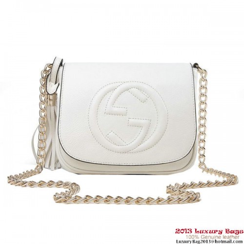 Gucci Soho 323190 White Leather Chain Shoulder Bag