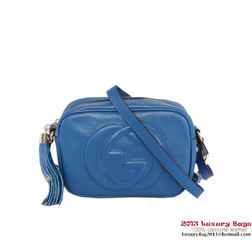 Gucci Soho Calfskin Leather Disco Bag 308364 Blue
