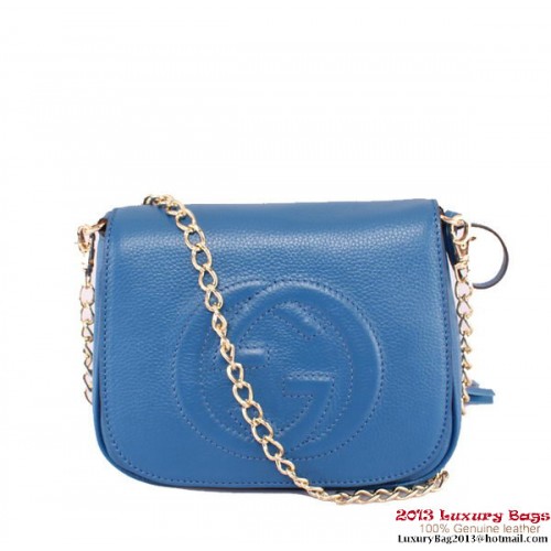 Gucci Soho Leather Chain Shoulder Bag 323190 Blue