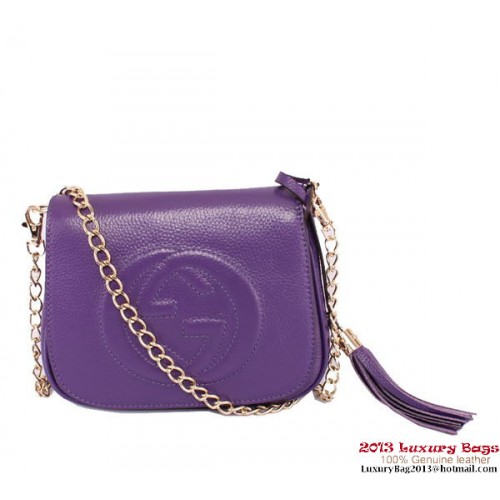 Gucci Soho Leather Chain Shoulder Bag 323190 Dark Purple
