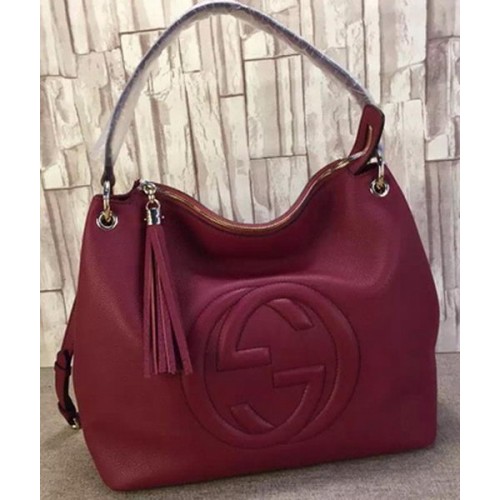 Gucci Soho Leather Hobo Bag Calfskin Leather 408825 Burgundy