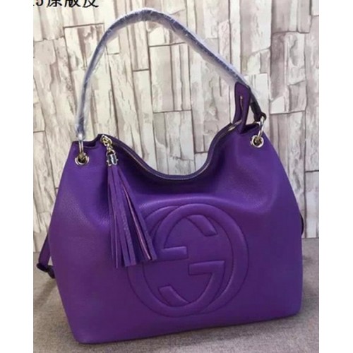 Gucci Soho Leather Hobo Bag Calfskin Leather 408825 Violet