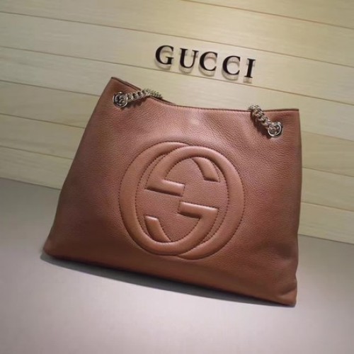 Gucci Soho Medium Tote Bag Calfskin Leather 308982 Apricot