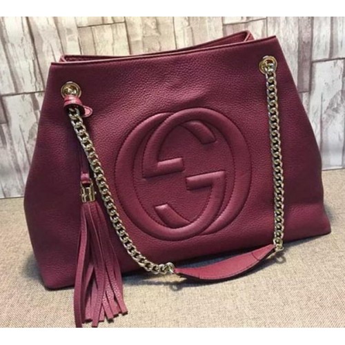 Gucci Soho Medium Tote Bag Calfskin Leather 308982 Maroon