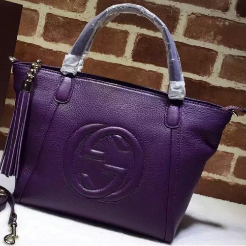Gucci Soho Original Leather Top Handle Bags 369176 Purple