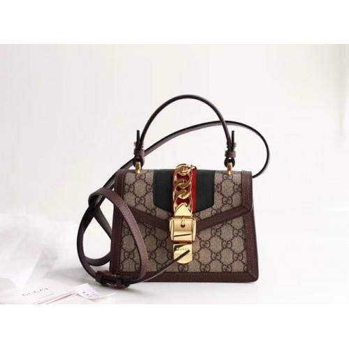 Gucci Sylvie GG Supreme canvas mini bag 470270 brown