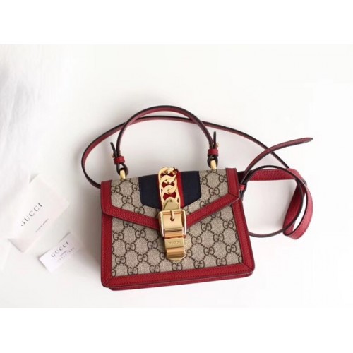 Gucci Sylvie GG Supreme canvas mini bag 470270 red