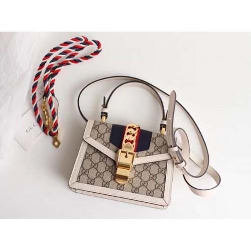 Gucci Sylvie GG Supreme canvas mini bag 470270 white