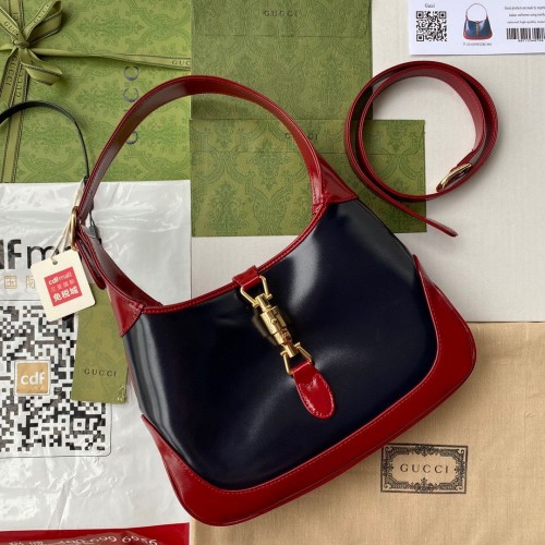 Gucci Vintage Jackie 1961 Original Leather Hobo Bag 636706 Black Wine