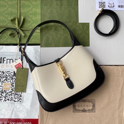 Gucci Vintage Jackie 1961 Original Leather Hobo Bag 636706 White Black