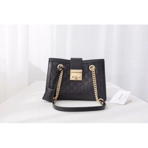 Gucci original leather Padlock shoulder bag 498156 black
