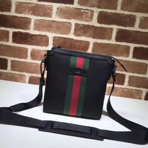 Gucci Web GG Supreme Flat Messenger Bag 471454 Black