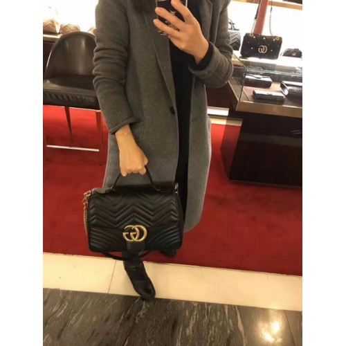 Gucci GG Marmont Small Top Handle Bag 498110 Black