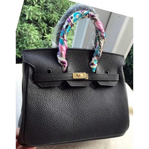 Hermes Birkin 25CM Tote Bag Litchi Leather H25T Black