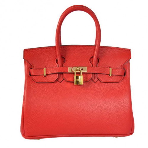 Hermes Birkin 25CM Tote Bags Togo Leather Red Godlen