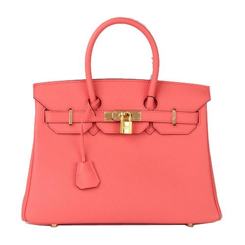 Hermes Birkin 30CM Tote Bag Light Red Original Leather H30 Gold