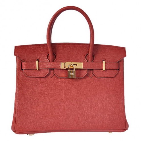 Hermes Birkin 30CM Tote Bags Bordeaux Smooth Leather Gold
