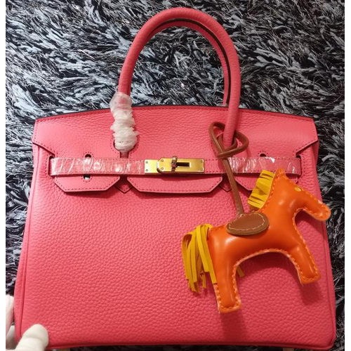 Hermes Birkin 30CM Tote Bags Litchi Leather H30LI Pink