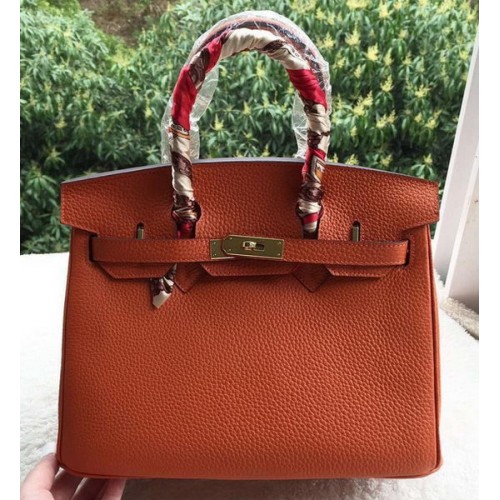 Hermes Birkin 30CM Tote Bags Orange Calfskin Leather BK30 Gold