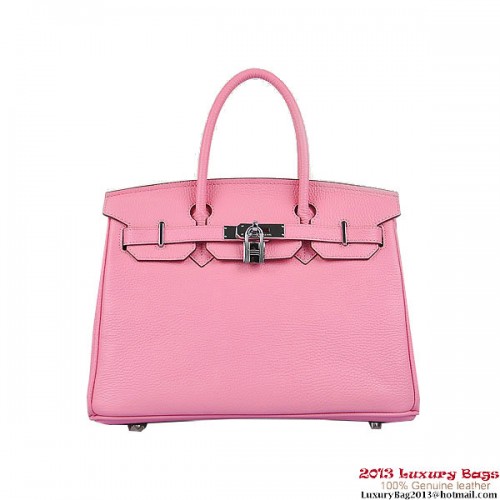 Hermes Birkin 30CM Tote Bags Pink Togo Leather Silver
