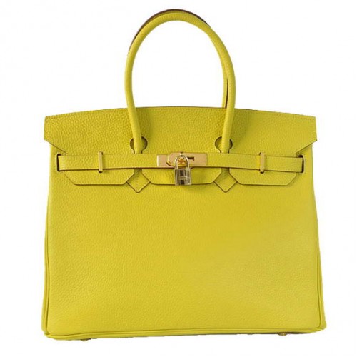 Hermes Birkin 35CM Tote Bags Togo Leather Lemon Golden