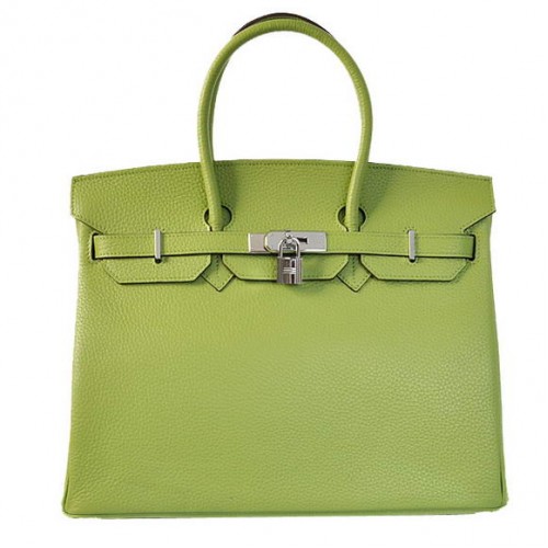 Hermes Birkin 35CM Tote Bags Togo Leather Light Green Silver