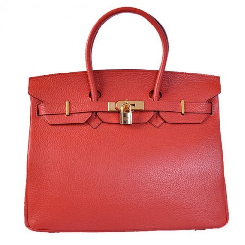 Hermes Birkin 35CM Tote Bags Togo Leather Red Golden