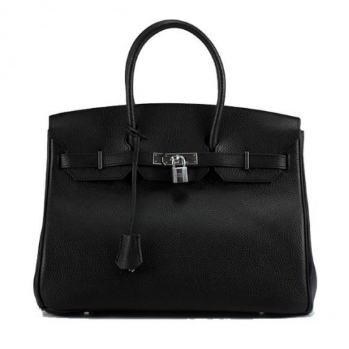 Hermes Birkin 35CM Togo Leather Handbag 6089 Black Silver
