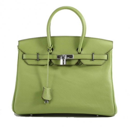 Hermes Birkin 35CM Togo Leather Handbag 6089 Green Silver