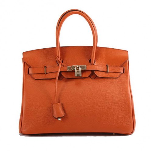 Hermes Birkin 35CM Togo Leather Handbag 6089 Orange Golden