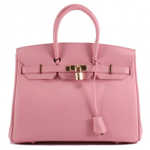 Hermes Birkin 35CM Togo Leather Handbag 6089 Pink Golden