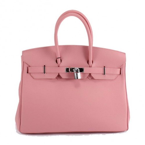 Hermes Birkin 35CM Togo Leather Handbag 6089 Pink Silver