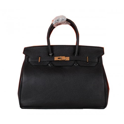 Hermes Birkin 35CM Tote Bag Black Original Grainy Leather H35 Gold
