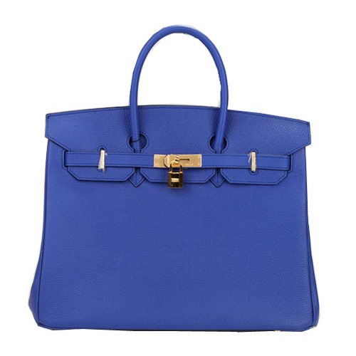 Hermes Birkin 35CM Tote Bag Blue Original Leather H35 Gold