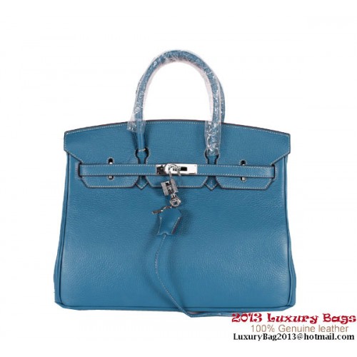 Hermes Birkin 35CM Tote Bag Clemence Leather H-35 Blue