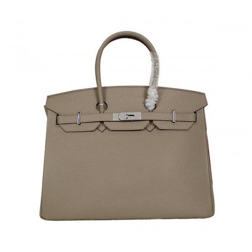 Hermes Birkin 35CM Tote Bag Gray Clemence Leather H35 Silver