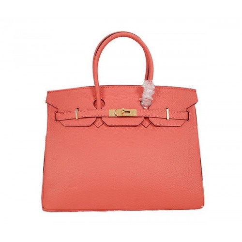 Hermes Birkin 35CM Tote Bag Light Red Clemence Leather H35 Gold