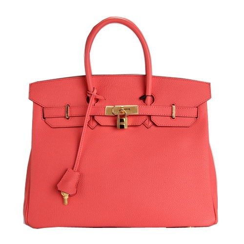 Hermes Birkin 35CM Tote Bag Light Red Original Leather H35 Gold