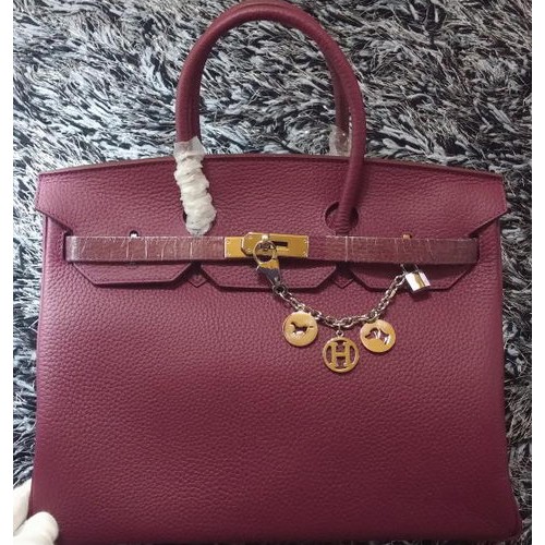 Hermes Birkin 35CM Tote Bag Litchi Leather HB35GL Purple