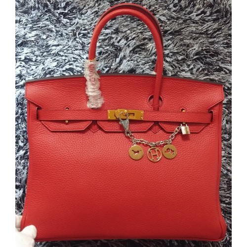 Hermes Birkin 35CM Tote Bag Litchi Leather HB35GL Red
