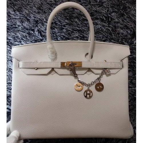 Hermes Birkin 35CM Tote Bag Litchi Leather HB35GL White