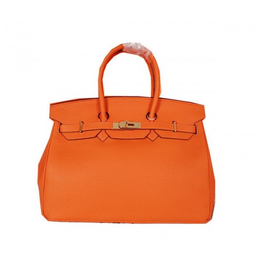 Hermes Birkin 35CM Tote Bag Orange Original Grainy Leather H35 Gold
