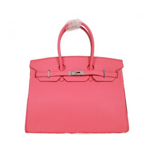 Hermes Birkin 35CM Tote Bag Pink Clemence Leather H35 Silver