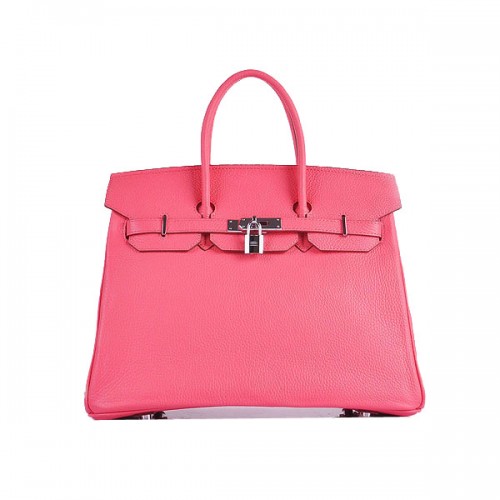 Hermes Birkin 35CM Tote Bag Pink Grainy Leather H6089 Silver