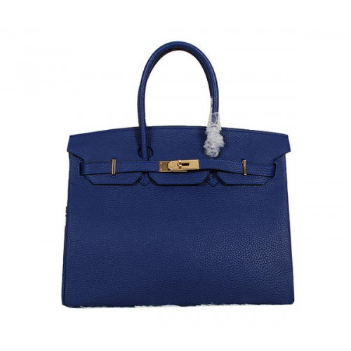 Hermes Birkin 35CM Tote Bag RoyalBlue Clemence Leather H35 Gold