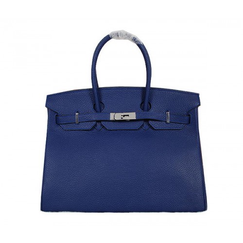 Hermes Birkin 35CM Tote Bag RoyalBlue Clemence Leather H35 Silver